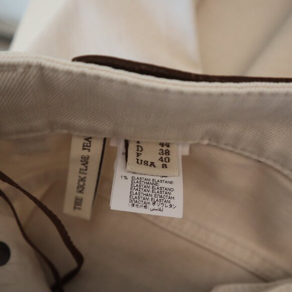 Brunello Cucinelli Monili Jeans Natural Denim Barrel Cuff Kick Flare Size 8 - Picture 10 of 11